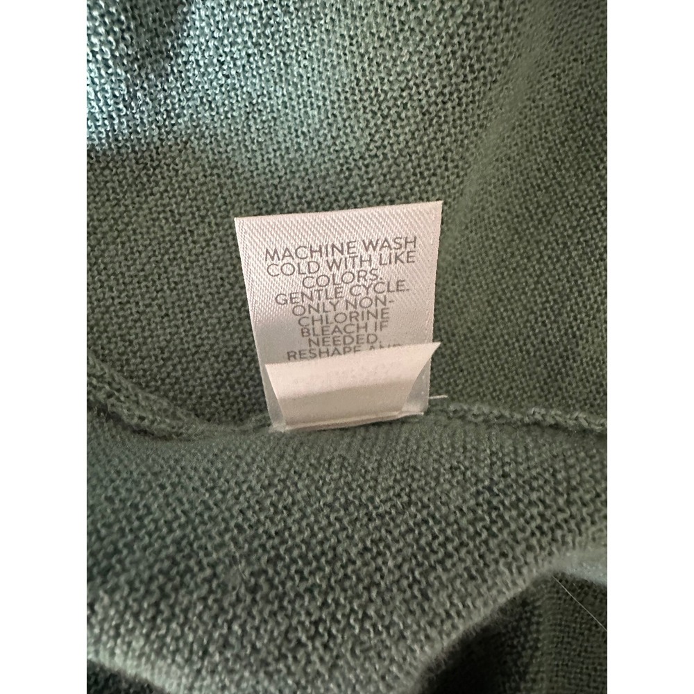 J. Jill Merino Wool Women L Green Tunic Sweater Minimalist Quiet Luxury Washable - Picture 8 of 8